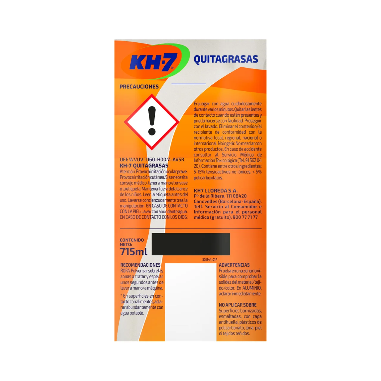 Quitagrasas recambio 675 ml