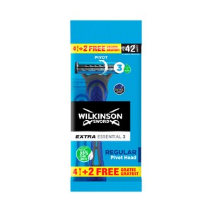WILKINSON Extra essentials 3 Maquinilla de afeitar desechable con cabezal pivotante de 3 hojas 6 uds.