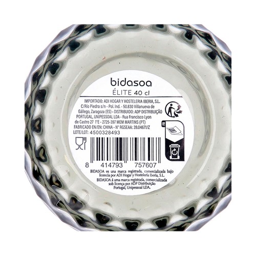 Vaso de vidrio de 40 cl, color gris, BIDASOA