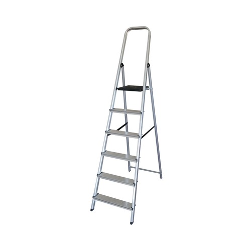 Escalera de aluminio plegable de 6 peldaños, SOQAL.