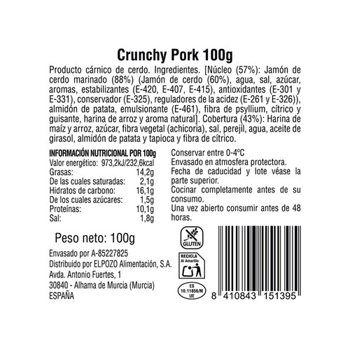 EL POZO Hamburguesa de cerdo rebozada 100 g.