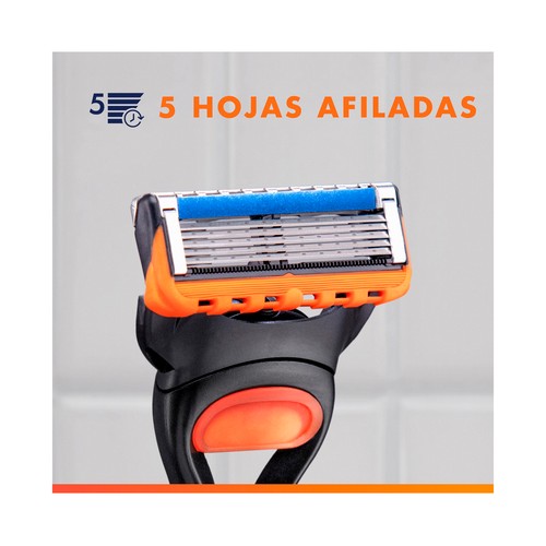 GILLETE Fusion 5 Neceser con maquinilla, 4 recambios y espuma (gel) de afeitar 200 ml.