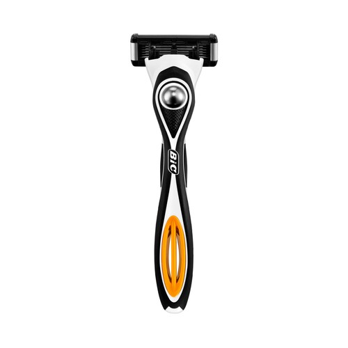 BIC Máquina de afeitar con cabezal basculante de 5 hojas moviles de titanio + 2 recambios BIC Hybrid 5 flex.