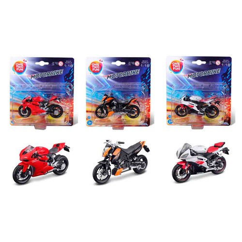 Surtido de motos de grandes marcas a escala 1:18 ONE TWO FUN ALCAMPO.