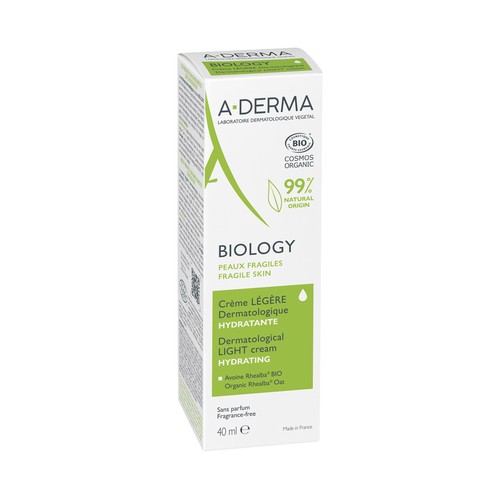 A.DERMA Biology Crema facial hidratante ligera, para pieles frágiles de nomal a mixta 40 ml.