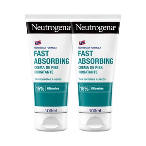 NEUTRÓGENA Crema de pies fórmula noruega, de absorción inmediata, para pies normales a secos 2 x 100 ml.