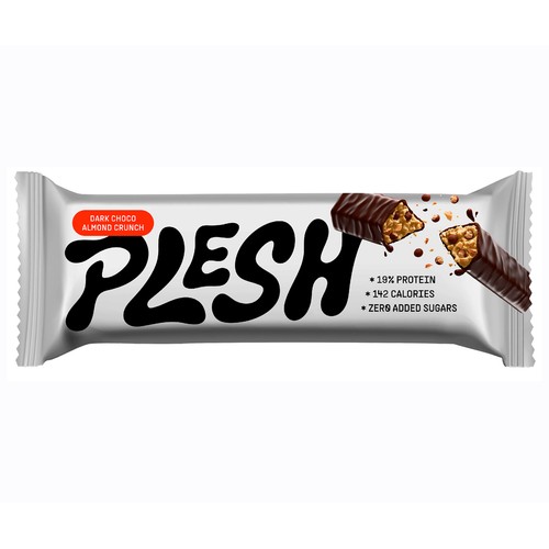 PLESH Barrita de chocolate negro y almendras crunch 2 x 15 g.