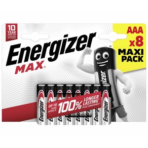 Imagen de Pack de 8 pilas alcalinas AAA, LR03, 1,5V, ENERGIZER Max.