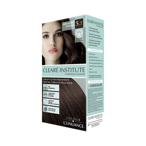CLEARÉ INSTITUTE Crema de color permanente para cabellos delicados, tono 5.7 Chocolate inrenso CLEARÉ INSTITUTE.