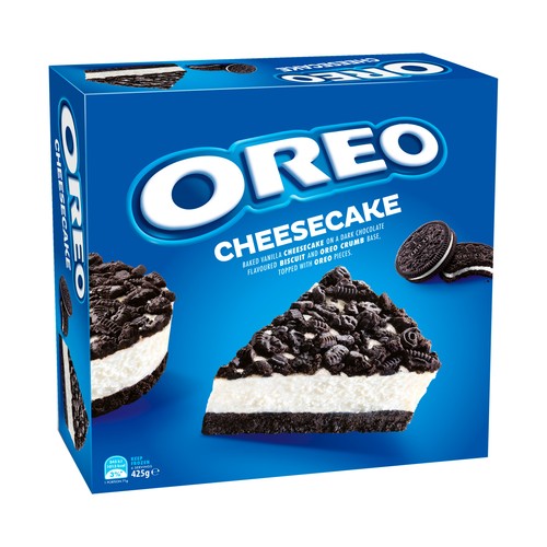 OREO Tarta de queso con bizcocho de vainilla con crema y trocitos de galletas de cacao 425 g.