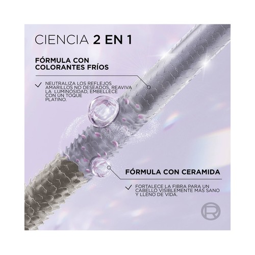 L´ORÉAL PARIS Cool silver tono blanco puro Tratamiento matizador gris platino.