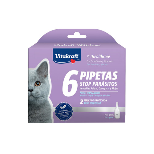 VITAKRAFT Pipetas stop parásitos para gatos VITAKRAFT 6 uds-