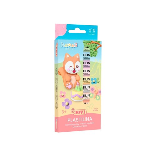 Estuche con 10 colores para hacer tus mascotas con plastilina, 15 g. cada barra. FULCO S.A