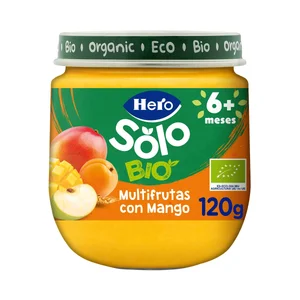 HERO Solo bio Tarrito de multifrutas con mango ecológicas, a partir 6 meses 120 g.