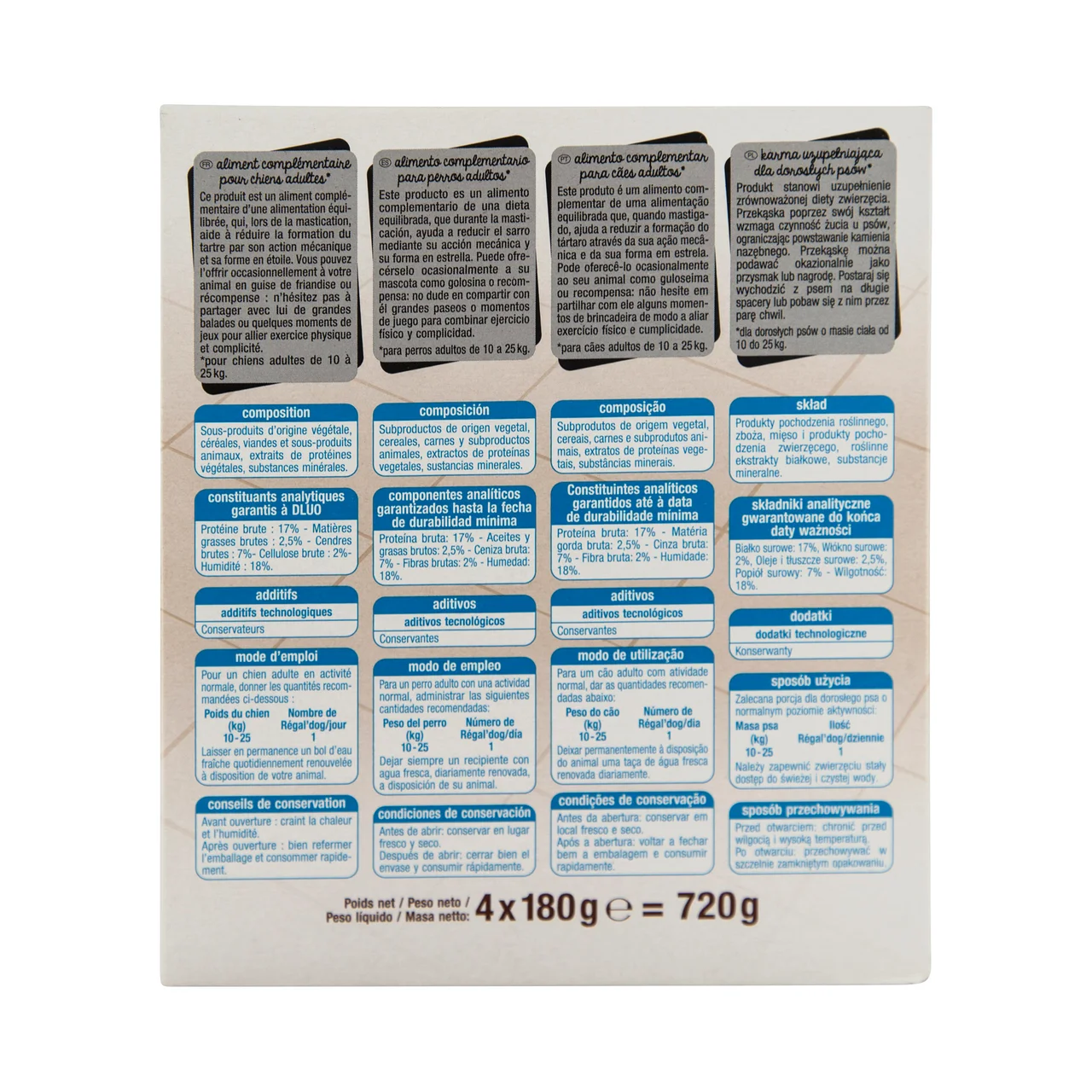 PRODUCTO ALCAMPO Snacks dental para perros adultos talla mediana AUCHAN EXPERT DENTAL CARE 28 uds. 720 g.