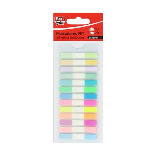 13 marcadores traslúcidos finos 6x45mm FIXONOTES.