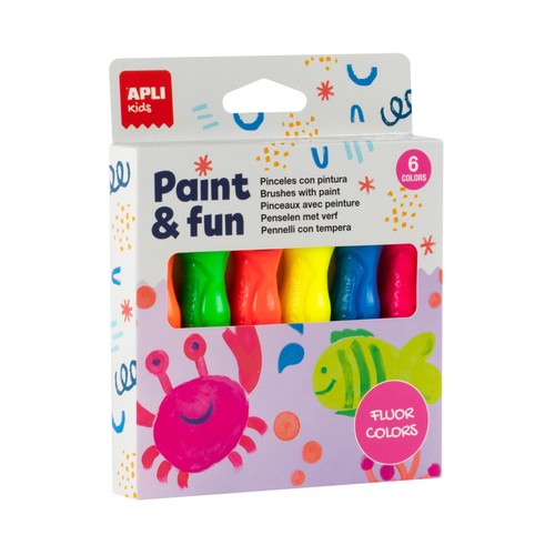 Temperas de colores 6 unidades 14ml acabados neón. APLI KIDS