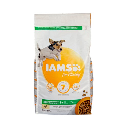 Pienso IAMS Para Perros Grandes Adultos - Con Pollo Fresco, Sin Trigo - 12 Kg, Pelo Brillante Y Dientes Sanos
