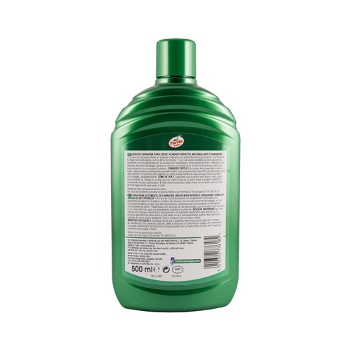 Cera para coches de 500 mililitros, con Carnauba, que da a nuestro vehículo un acabado perfecto con brillo duradero TURTLE WAX, gama Green line.