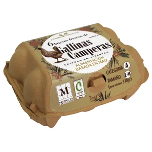 GRANJAS VILLARREAL Huevos de gallinas camperas clase M - L y cat. A  6 uds.