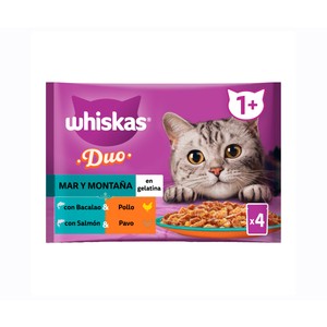 Imagen de WHISKAS Alimento de gato bolsa húmeda surf & turf 4 x 85 gr.