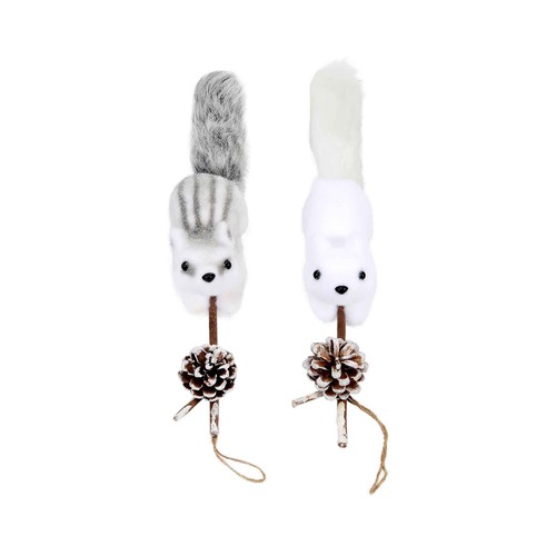 Figura de ardilla en una rama con piña, color blanco o gris 40 cm modelos surtidos, ACTUEL