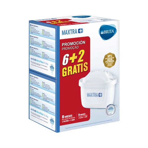 Pack de 6+2 filtros Maxtra+ para jarras purificantes BRITA.