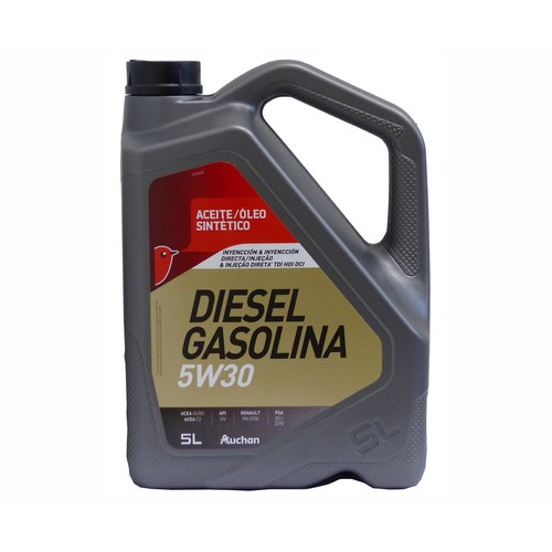 Aceite sintético para vehículos con motores de gasolina o diésel PRODUCTO ALCAMPO, 5 litros.