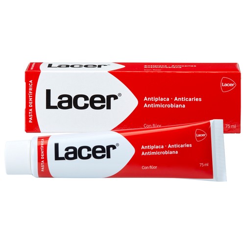 Pasta de dientes con flúor y acción anticaries, antiplaca, y antimicrobiana LACER 75 ml.