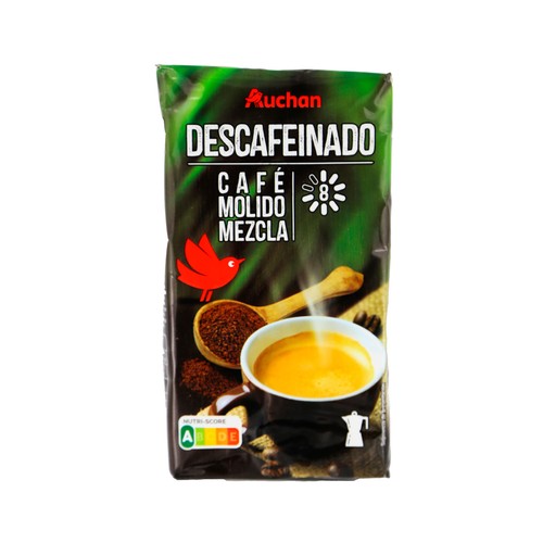 Café molido mezcla descafeinado (50 % tueste natural descafeinado. 50 % torrefacto descafeinado) PRODUCTO ALCAMPO 250 g.