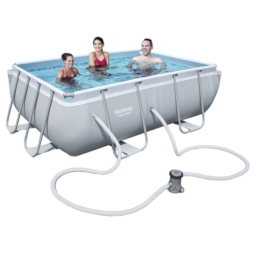 Piscina rectangular estructura metálica Steel Pro Frame Pools BESTWAY diámetro 2,82x1,96X0,84 mts. con depuradora 1.249 l/h.