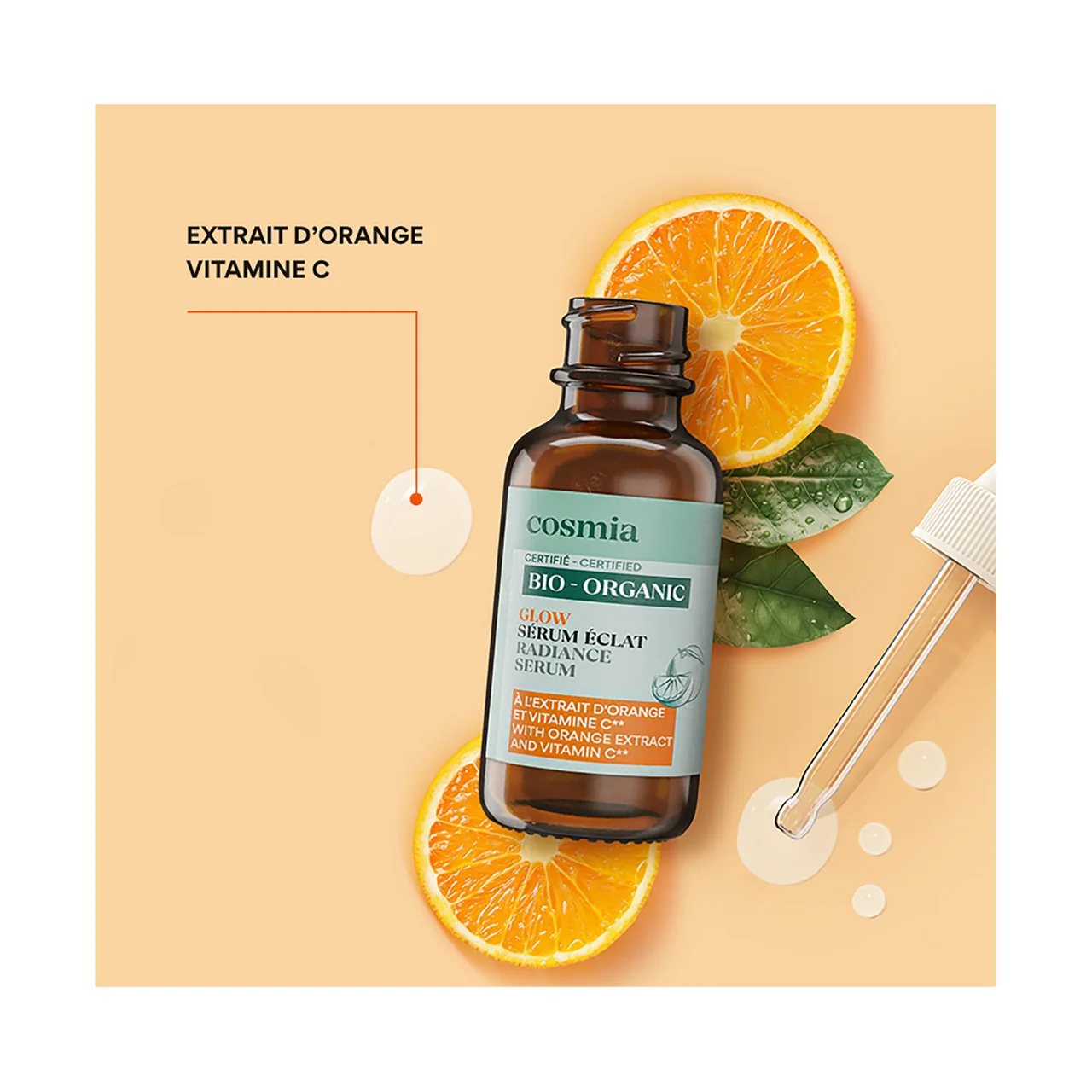 Bio Sérum facial iluminador con extracto de naranja y vitamina C 30 ml.