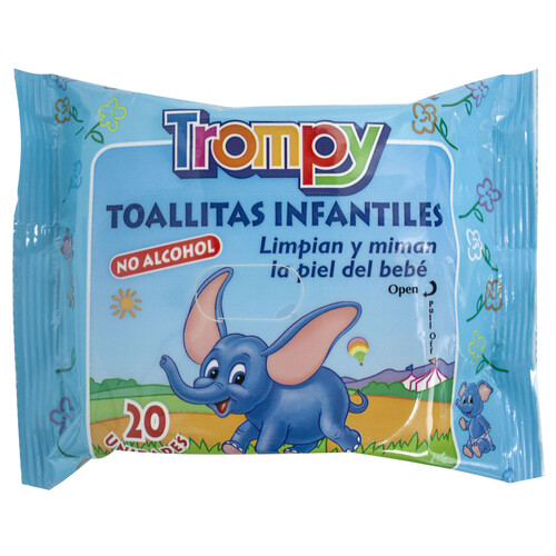 TROMPY Toallitas húmedas para bebé sin alcohol TROMPY 20 uds.