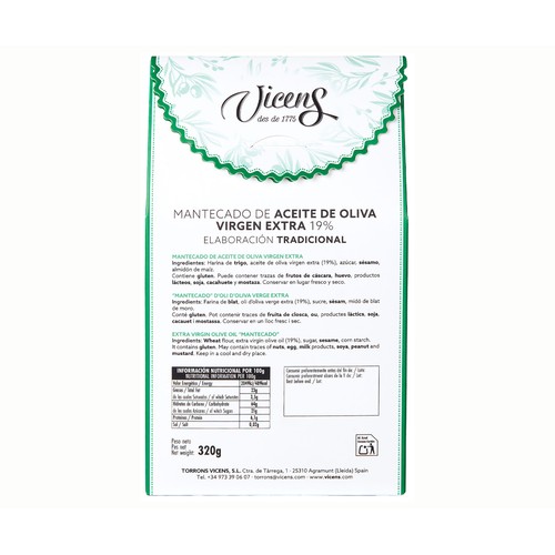 VICENS Mantecado aceite de oliva virgen extra 320 g.