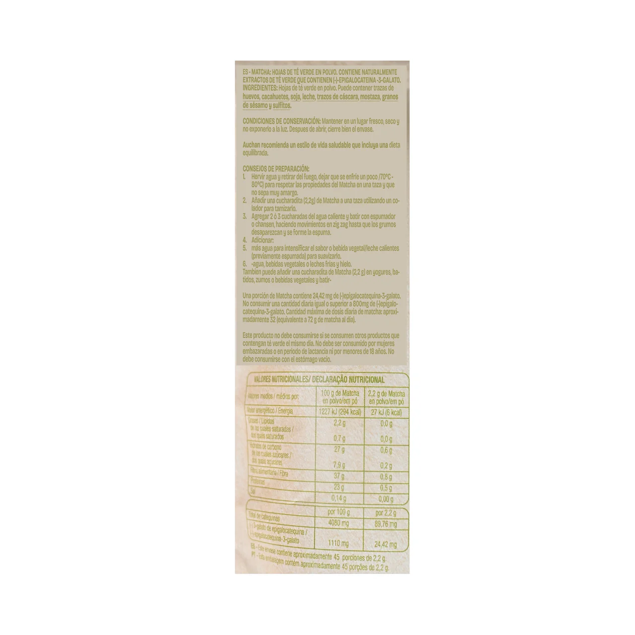PRODUCTO ALCAMPO Matcha en polvo 100 g.