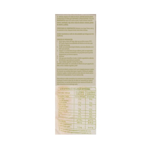 PRODUCTO ALCAMPO Matcha en polvo 100 g.