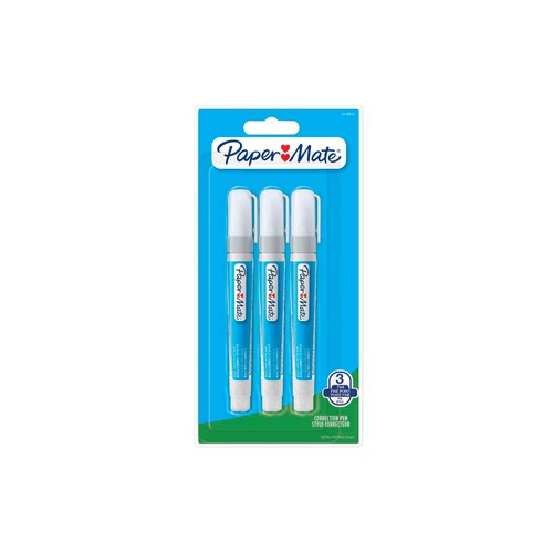 Set de 3 correctores líquidos en formato bolígrafo de 7 ml, PAPER MATE.