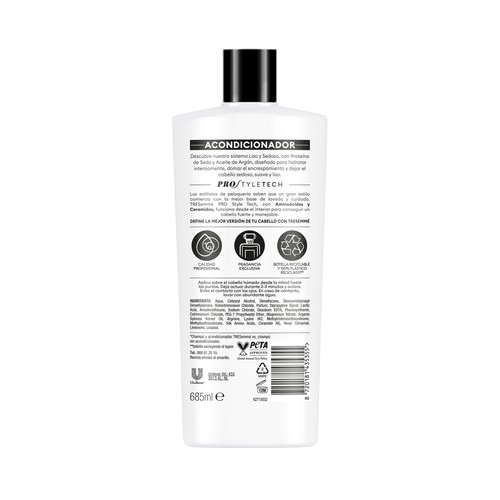 TRESEMMÉ Liso & sedoso Acondicionador con proteína de seca y aceite de argán, para cabellos secos o encrespados 685 ml.