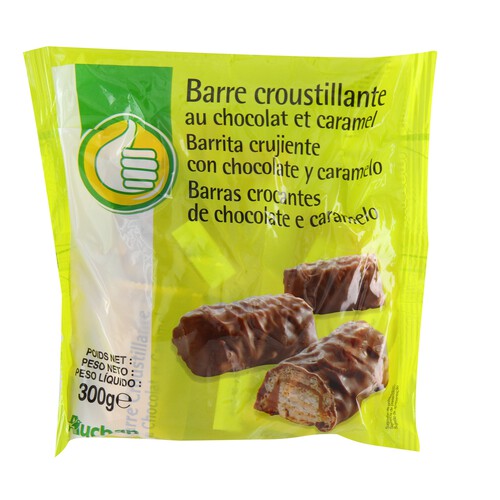 PRODUCTO ECONÓMICO ALCAMPO Barritas crujientes con chocolate y caramelo 300 g.