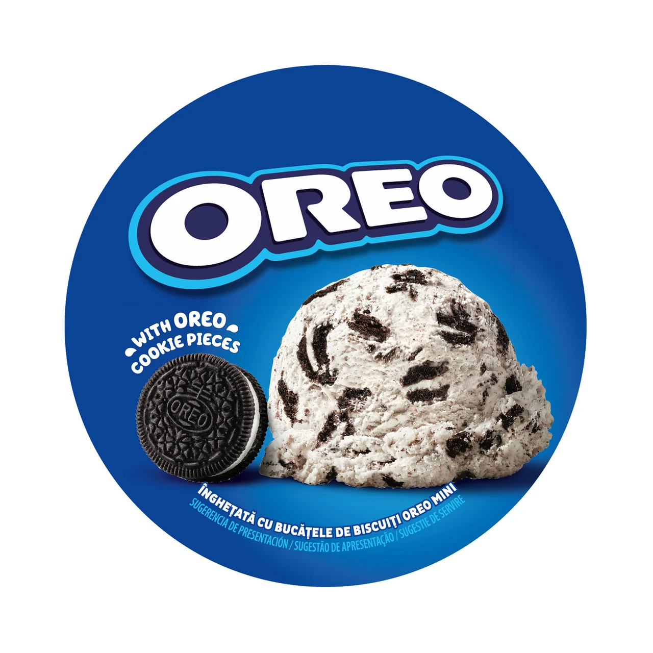 Tarrina de helado de vainilla con tozos de galletas al cacao 425 ml.
