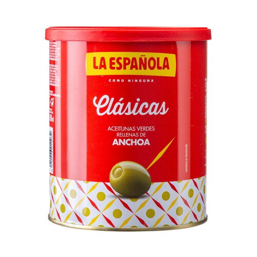 LA ESPAÑOLA Aceitunas verdes rellenas de anchoa LA ESPAÑOLA Clásicas lata de 345 g.
