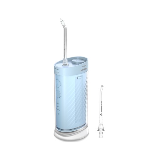 Irrigador de mano PHILIPS HX3333/24, 3 programas, 28 usos, boquilla 2 en 1: almacenamiento y llenado, color azul
