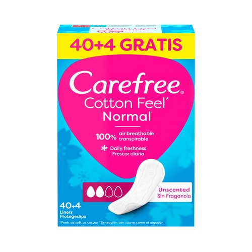 CAREFREE Cotton feel Protege slip transpirables sin fragancia 40 uds.
