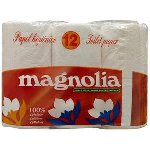 MAGNOLIA Papel higiénico (100% celulosa) de doble capa 12 rollos.