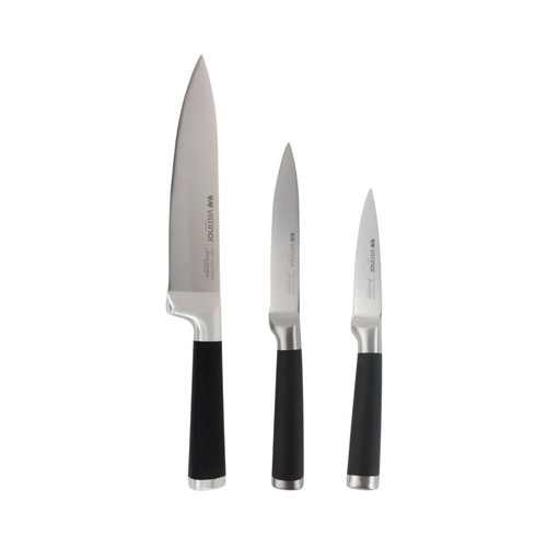 Set 3 cuchillos: chef 19cm, multiuso 12cm y pelador 9cm, de acero inoxidable, VITRINOR Liebana Colección