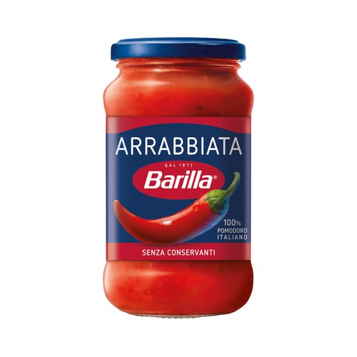 BARILLA Salsa Arrabbiata con base de tomate y pimientos rojos 400 g.