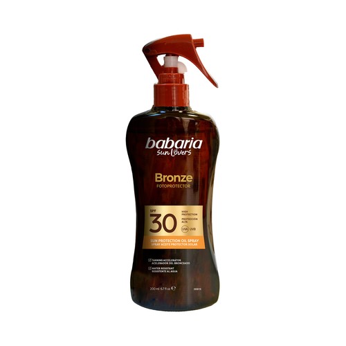 BABARIA Bronze Aceite protector solar en spray con FPS 30 (medio) 200 ml.