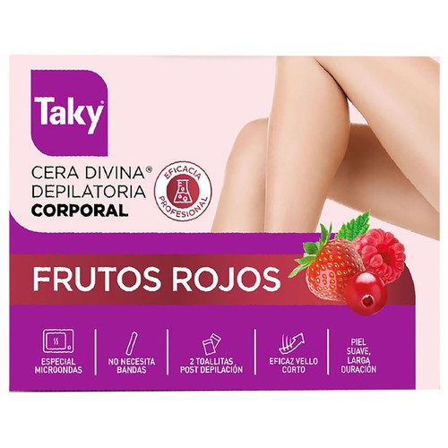 Imagen de Cera depilatoria corporal para microondas, con esencias de frutos rojos TAKY Sensaciones 400 ml.