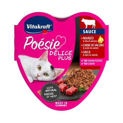 VITAKRAF Poésie Alimentación húmeda para gatos en tarrina con sabor a ternera delice  85 g