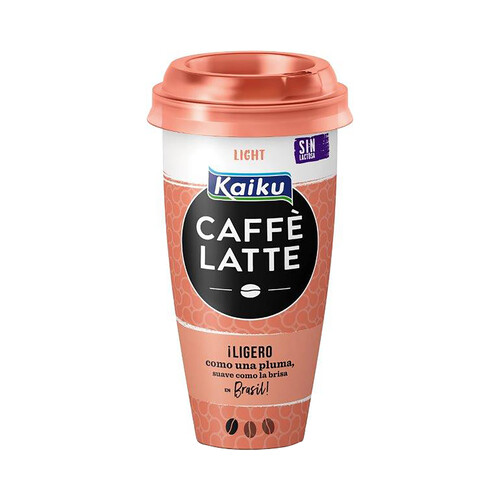 Bebida de café con un ligero toque de leche sin lactosa KAIKU Caffe latte ligth 230 ml.